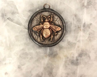 Queen Bee Coin Pendant, Brass, European coin 1564 Replica, Soldered, 43mm, Handmade, 2 Sided, Lead Free