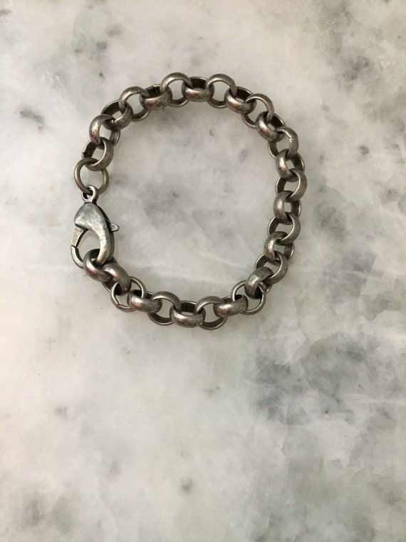 Chunky Chain Bracelet 11mm Antique Silver Rolo Large High | Etsy