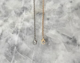 Delicate Cable chain Necklace, Silver or Gold, Sturdy High End Plated Supply, with Lobster Clasp, Chain ONLY, Assorted Lengths