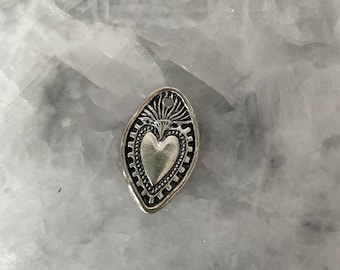Sacred Heart-berlock, hänge, flammande hjärta, Milagros, 3,5 mm, silver, legeringsmetall, blyfri