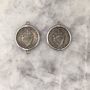 Irish Coin With Harp and Crown, Pendant, Celtic, Coat of Arms, Silver, 1.5&quot;, Replica, Necklace, Lead Free