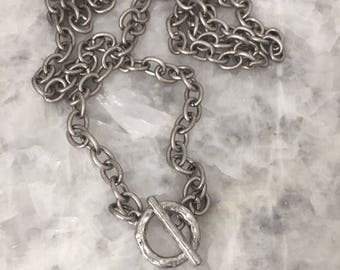 Silver Chain Chunky Cable, Necklace, Heavy Links, Antique Silver Plate, High End, 11mm X 8mm, With or Without Toggle, 16", 18", 24"or 30"