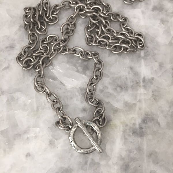 Silver Chain Chunky Cable, Necklace, Heavy Links, Antique Silver Plate, High End, 11mm X 8mm, With or Without Toggle, 16", 18", 24"or 30"