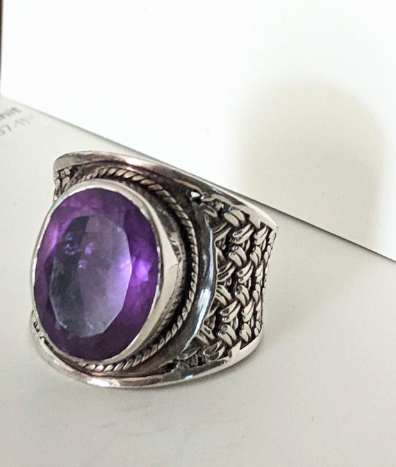 Amethys,  10 Carat, Sterling Silver Ring Bali  Af… - image 2