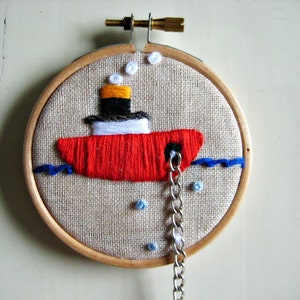 LITTLE BOAT & ANCHOR: Tugboat on the Sea, Downloadable Embroidery Pattern image 4