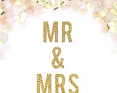 Mr & Mrs Glitter Banner - Mr and Mrs Glitter Garland - Wedding Sign // Newlywed Sign // Metallic Wedding Decoration