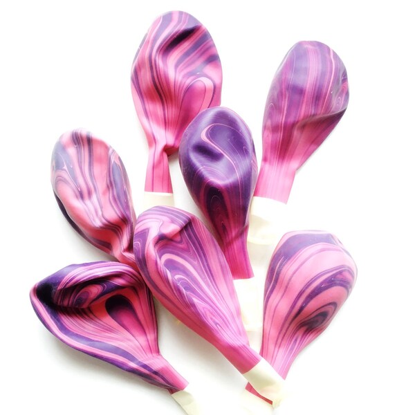Pink & Purple Marble Balloons - Pink Agate Balloons - Girl's Birthday Party Decor // Pink Party Supplies // Unicorn Party Decoration