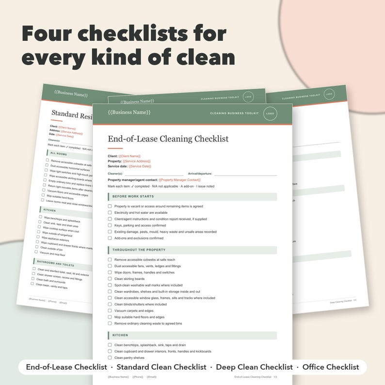 Cleaning Business Bundle, 18 Editable Cleaning Forms, House Cleaning Checklists, Service Agreement, Invoice & Quote Tracker 画像 4