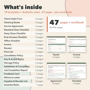 Cleaning Business Bundle, 18 Editable Cleaning Forms, House Cleaning Checklists, Service Agreement, Invoice & Quote Tracker 画像 2