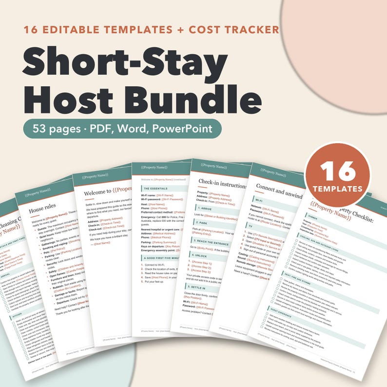 Welcome Book, Short Term Rental and Vacation Rental Host Bundle, Guest Guide, Checklists, Messages & Cost Tracker image 1