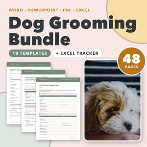 Dog Grooming Business Bundle, 18 Editable Groomer Forms, Client Intake, Consent, Price List & Salon Tracker image 1