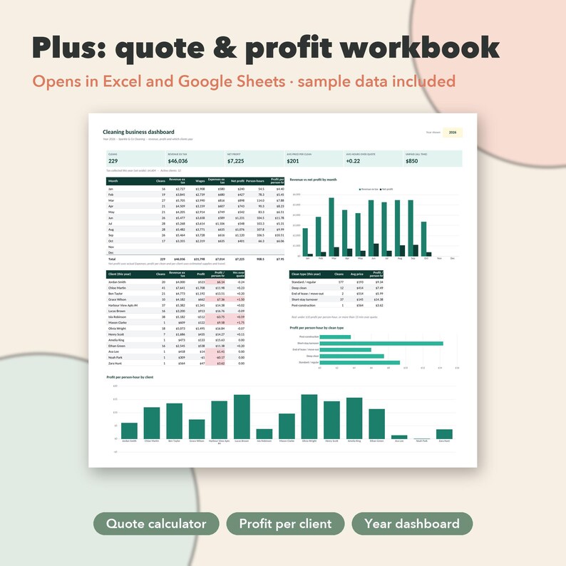 Cleaning Business Bundle, 18 Editable Cleaning Forms, House Cleaning Checklists, Service Agreement, Invoice & Quote Tracker 画像 6