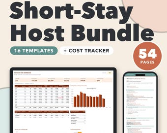 Short Term Rental Host Bundle, Vacation Rental Welcome Book, Cleaning Checklist, Guest Messages & Cost Tracker