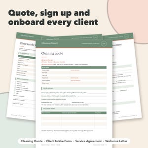 Cleaning Business Bundle, 18 Editable Cleaning Forms, House Cleaning Checklists, Service Agreement, Invoice & Quote Tracker 画像 3