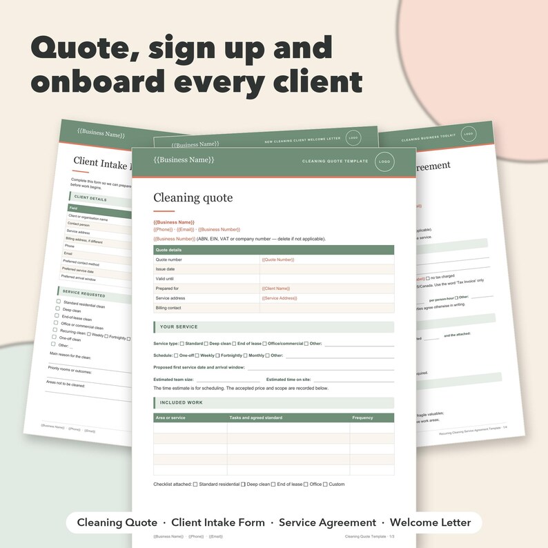 Cleaning Business Bundle, 18 Editable Cleaning Forms, House Cleaning Checklists, Service Agreement, Invoice & Quote Tracker 画像 3