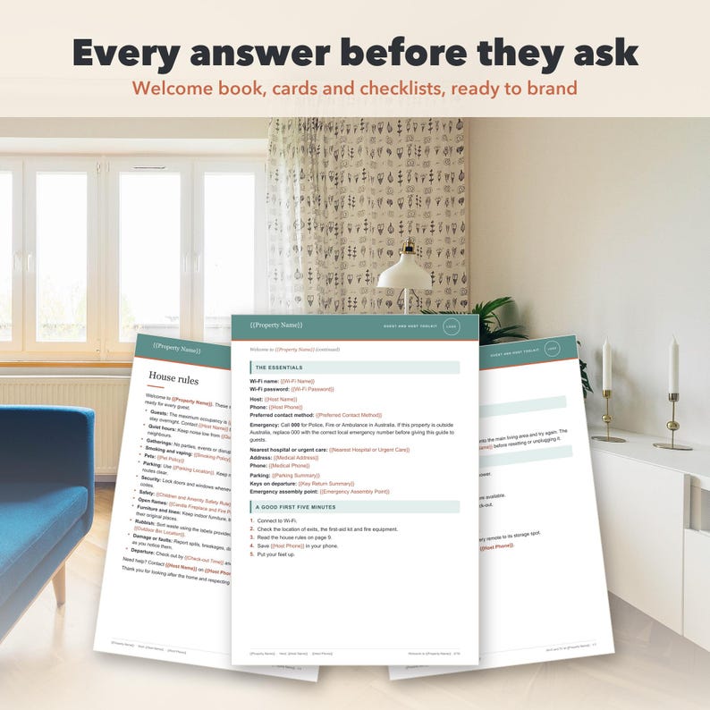 Welcome Book, Short Term Rental and Vacation Rental Host Bundle, Guest Guide, Checklists, Messages & Cost Tracker image 8