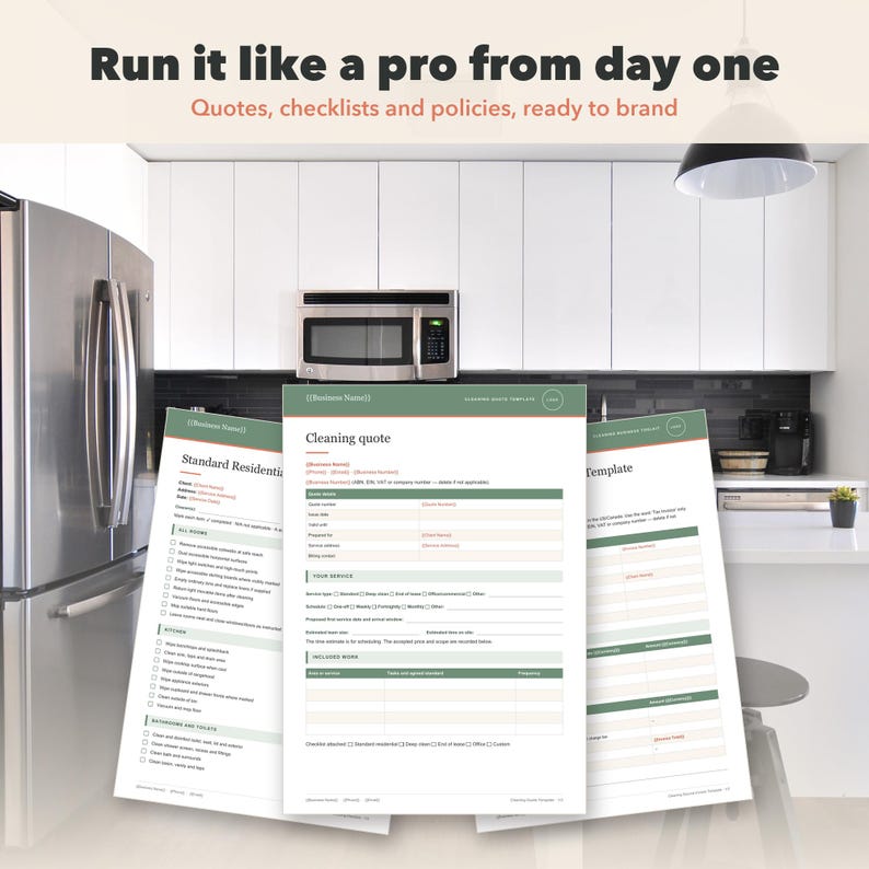 Cleaning Business Bundle, 18 Editable Cleaning Forms, House Cleaning Checklists, Service Agreement, Invoice & Quote Tracker 画像 8