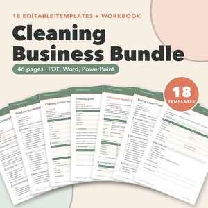 Australian Cleaning Business Bundle, 18 Editable Templates, Checklists, Service Agreement and Quote Tracker