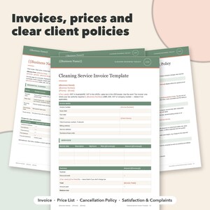 Cleaning Business Bundle, 18 Editable Cleaning Forms, House Cleaning Checklists, Service Agreement, Invoice & Quote Tracker 画像 5
