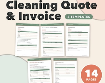 Cleaning Quote & Invoice Templates, Price List, Client Intake Form, Editable House Cleaning Business Forms