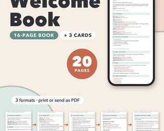 Vacation Rental Welcome Book Template, 16-Page Guest Guide, House Manual, House Rules, Check-In & WiFi Card