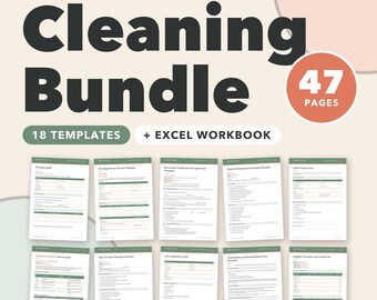 Cleaning Business Bundle, 18 Editable Cleaning Forms, House Cleaning Checklists, Service Agreement, Invoice & Quote Tracker