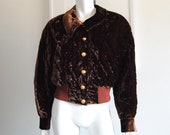 Escada Velvet Jacket by Margaretha Ley Size 38 Brown Quilted Bomber Vintage