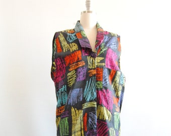 80s Plein Sud Cotton Dress Vintage Neon Novelty Print