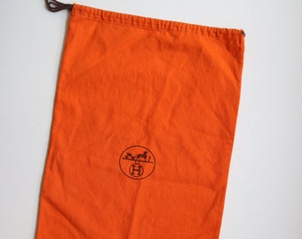 Hermes 20" x 13" Orange Dust Bag Vintage Drawstring Storage Pouch Square