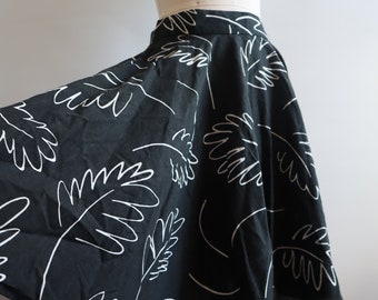 Vintage Fenno Sport Skirt Full Skirt Black White Tropical Leaf Pattern