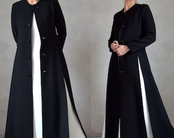 Maxi Coat Wool Vintage Outerwear Jacket Coat Long Slit Marie Martine Paris