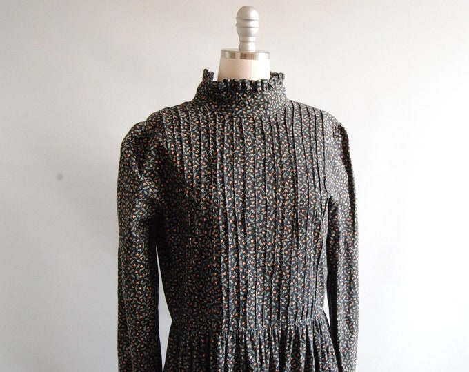 Laura Ashley Maxi Prairie Dress With Long Sleeves Bohemian Cotton - Etsy