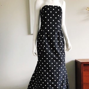 Vintage Mermaid Ball Gown by Victor Costa Black White Polka - Etsy