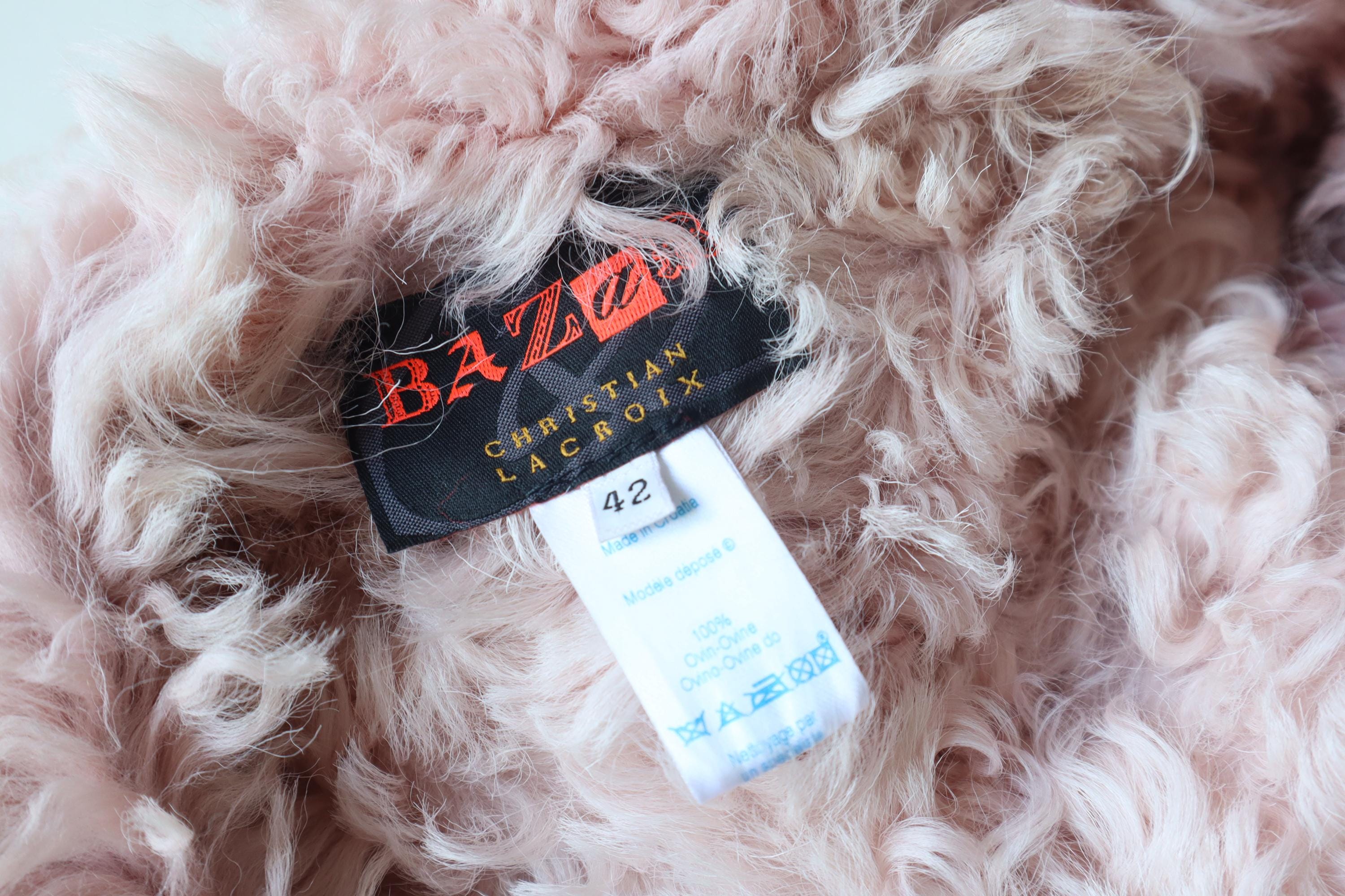 ChristianLacroix コート Christian Lacroix Shearling Fur Coat Purple Bazar Belted