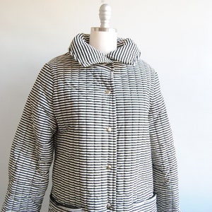 Vuokko Vintage Black and White Striped Outerwear Jacket Coat Padded Finland Cotton Vegan image 2