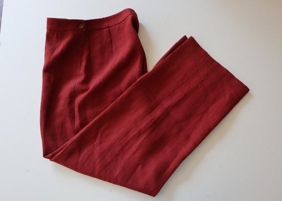 Hermes Margiela Wide Linen Pants Dark Red Burgund… - image 1