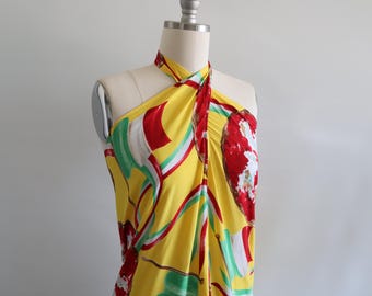 80s Moschino Jeans Italian Dress Pizza Chianti Wine Yellow Italy Green White Red Flag