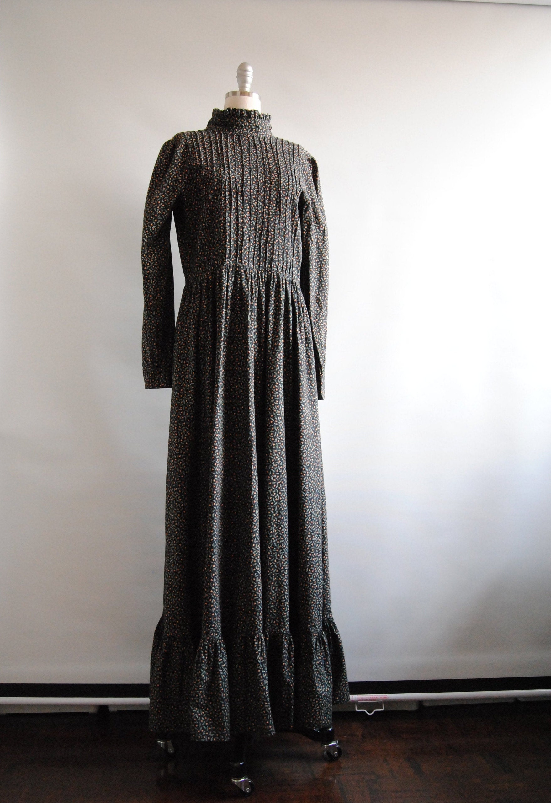 Laura Ashley Maxi Prairie Dress With Long Sleeves Bohemian - Etsy