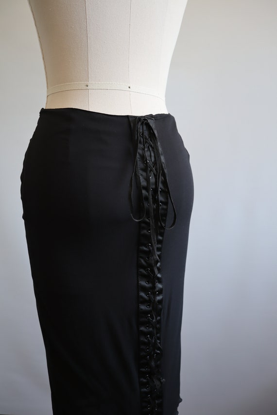 D&G Black Lace Up Skirt Dolce Gabbana 28 42 Corset - image 2