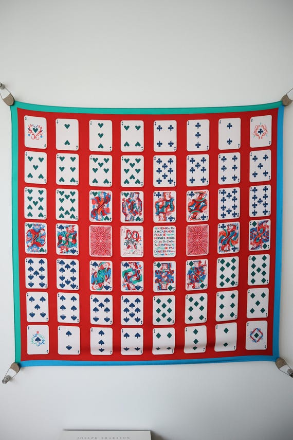 Authentic Hermes Jeu De Cartes Cassandre Box Scarf 90 Silk Playing