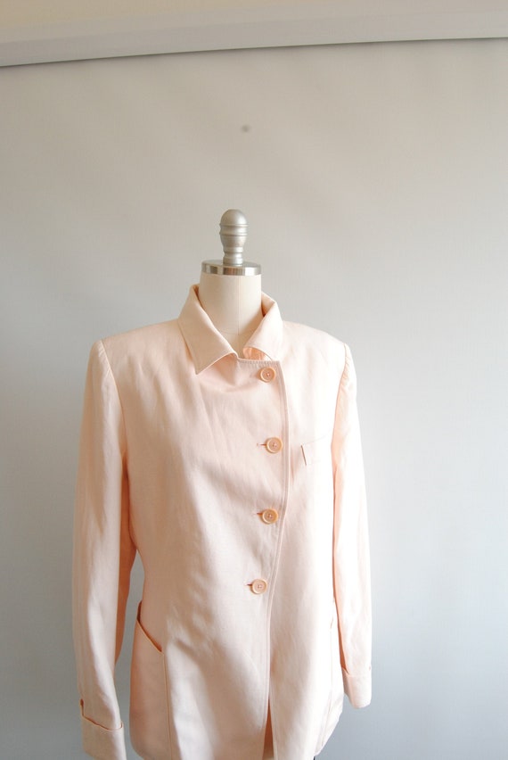 Hermes Silk Linen Suit Jacket Blazer Light Pink Vi