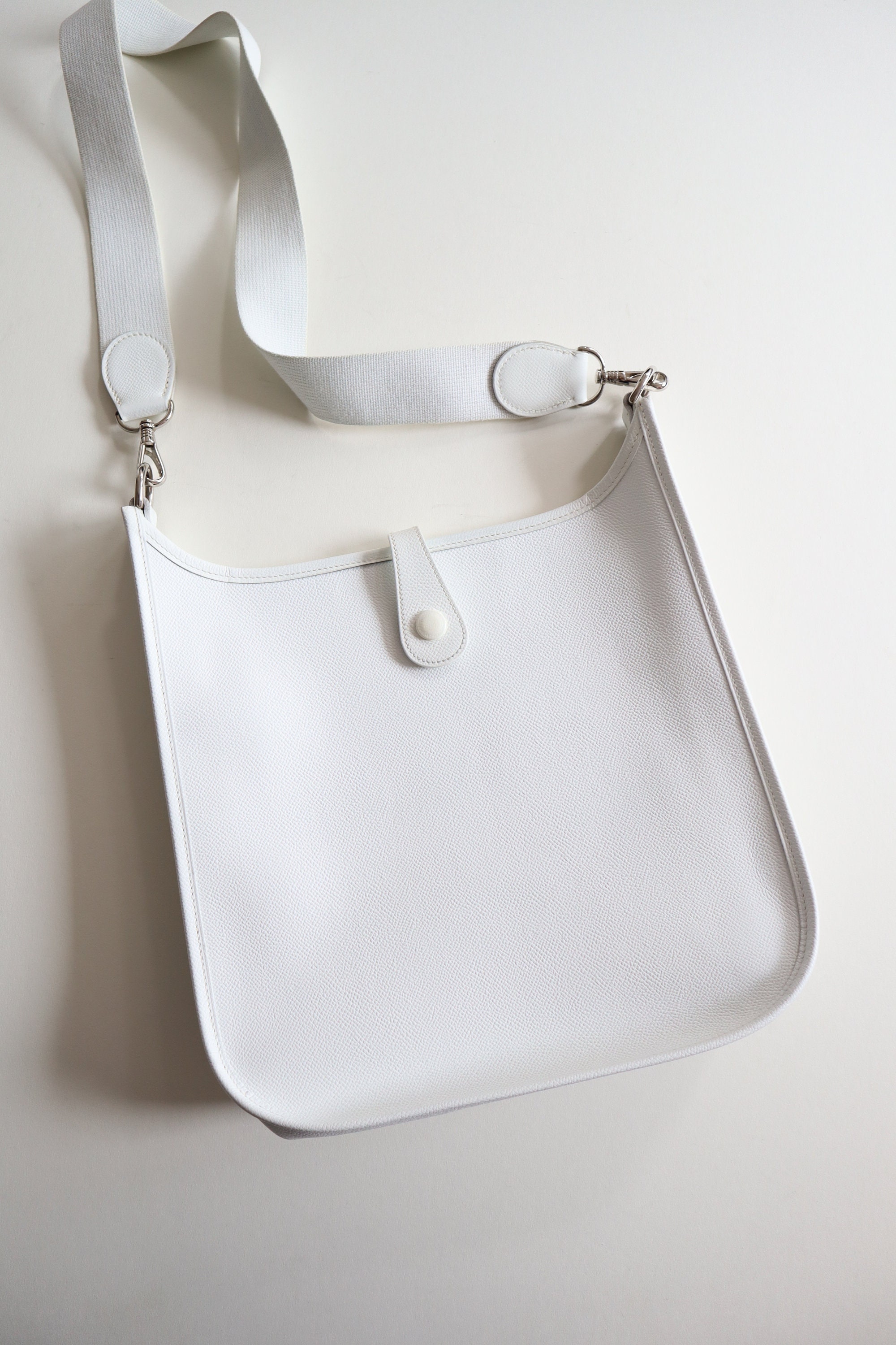 Hermes White Clemence Evelyne II PM, Sold Out Color at Hermes! Retail  $3300!