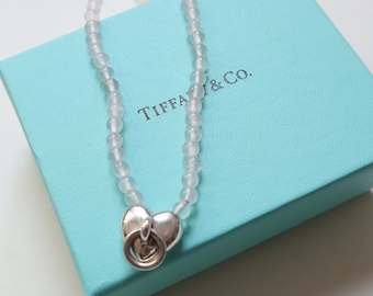 Tiffany & Co Heart Knocker Pink Quartz Chain in Sterling Silver 925