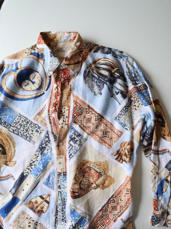 Hermes Persona Print Blouse Novelty Print African… - image 1