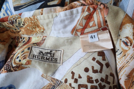 Hermes Persona Print Blouse Novelty Print African… - image 4