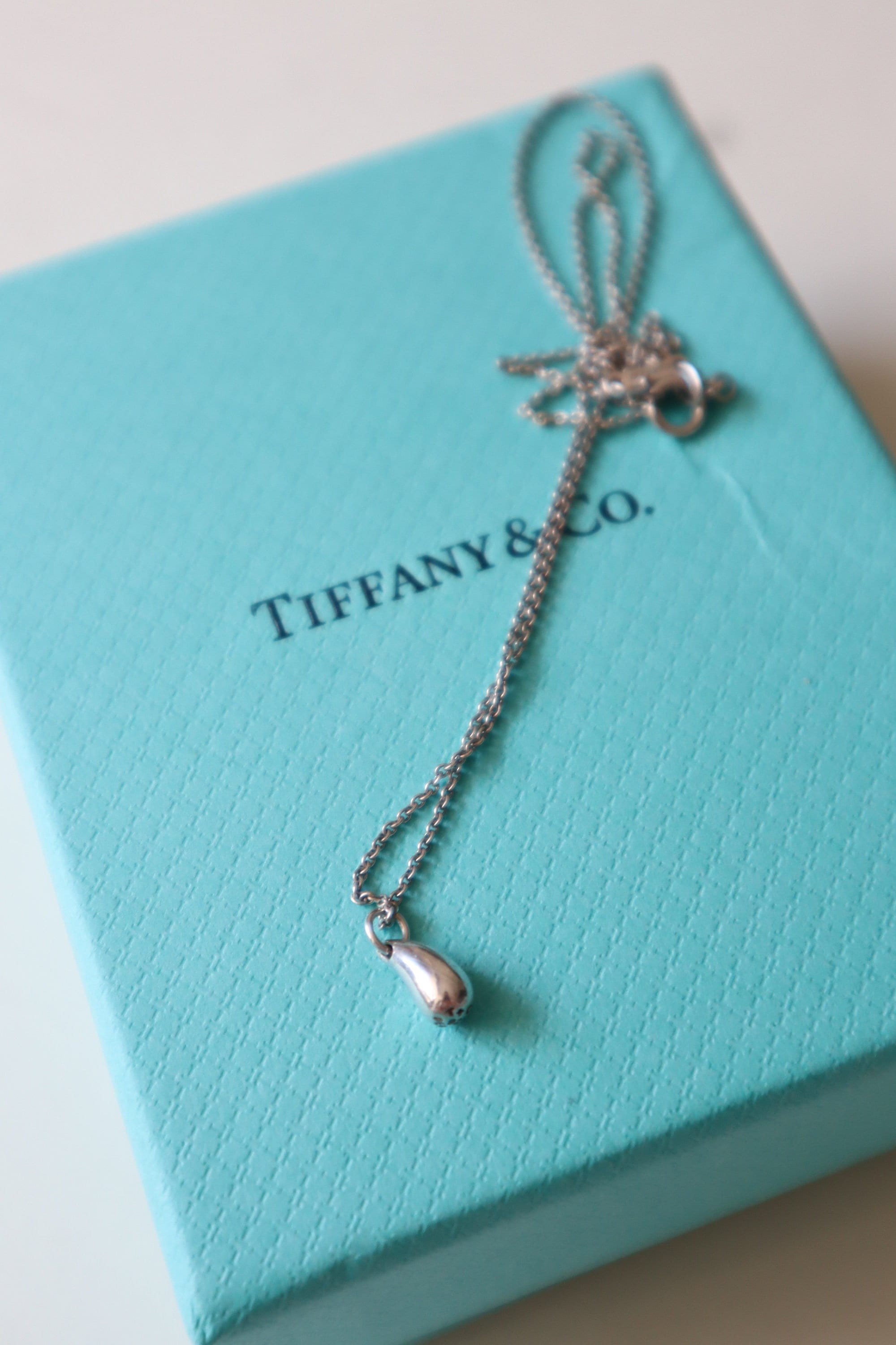 Tiffany & Co Teardrop Pendant and Chain in Sterling Silver 