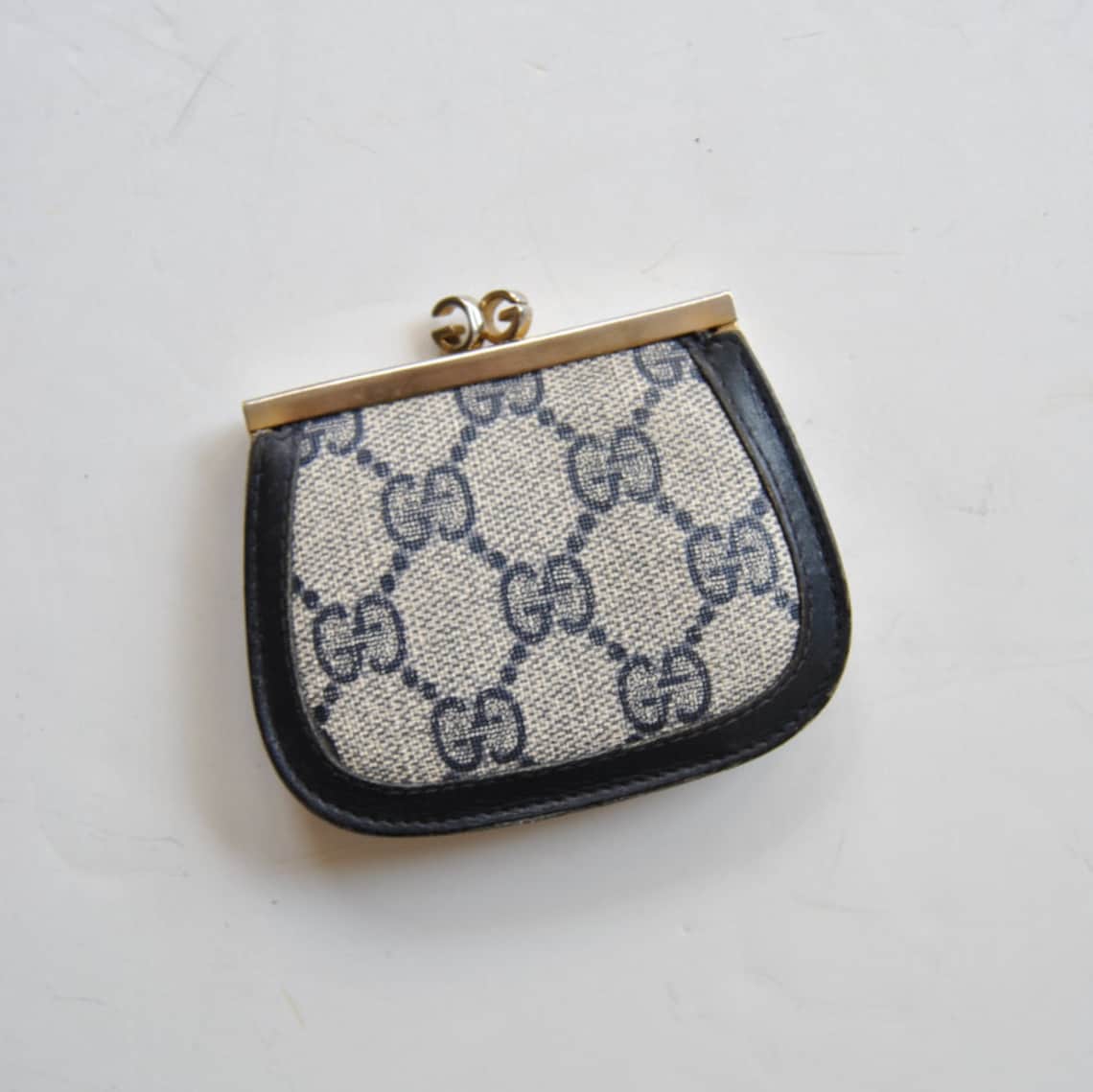 Gucci Small Coin Purse Pouch Navy Monogram Logo Etsy