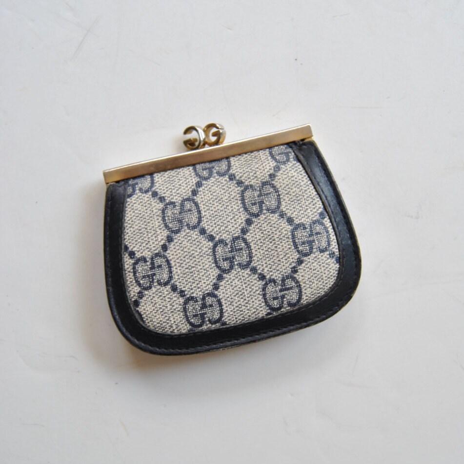 Gucci Small Coin Purse Pouch Navy Monogram Logo Etsy