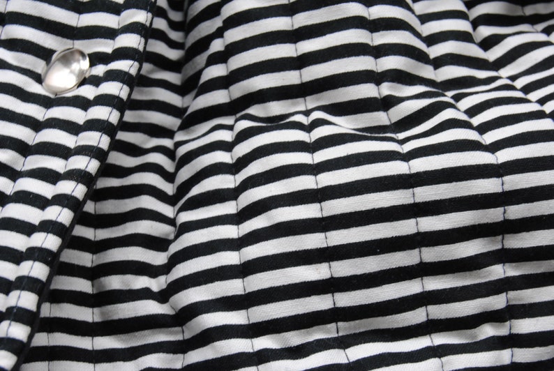 Vuokko Vintage Black and White Striped Outerwear Jacket Coat Padded Finland Cotton Vegan image 7