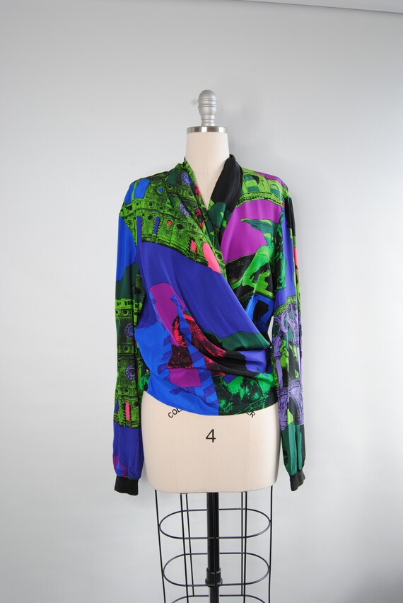 90s Genny Silk Wrap Shirt Women's Gianni Versace … - image 1